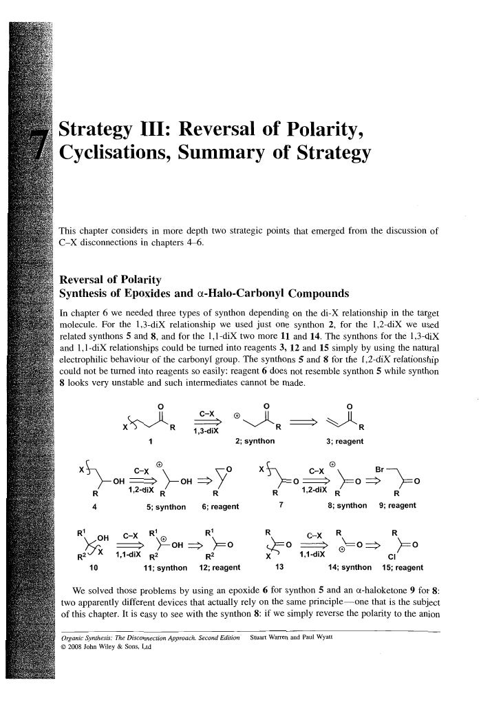 organic synthesis the disconnection approach